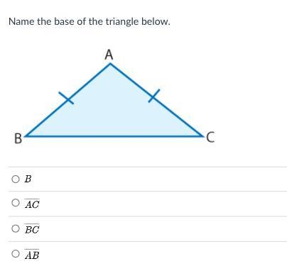 URGENT MCQ Name the base of the triangle below.-example-1