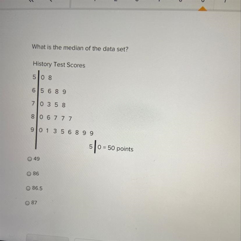 What is the median of the data set?-example-1