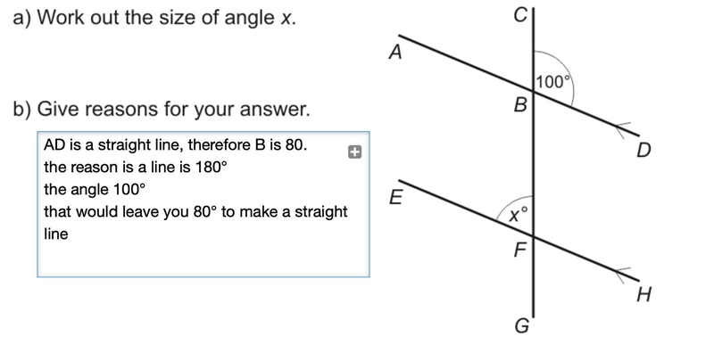 Why is part B 80 degrees?-example-1