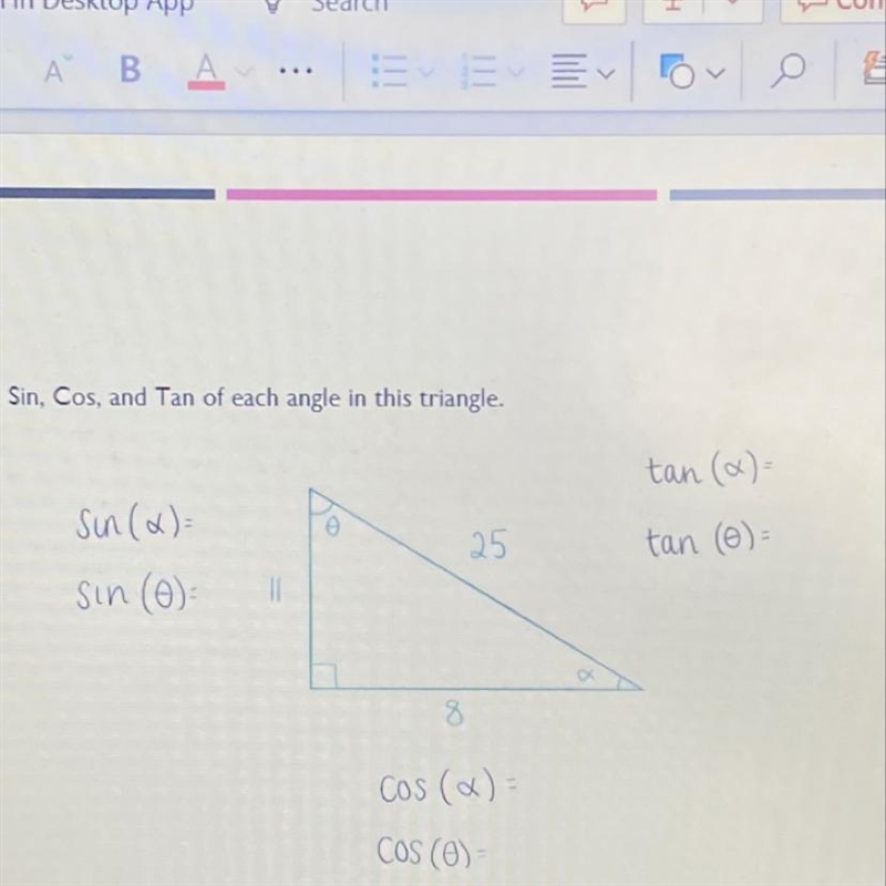 How to calculate the sin, cos, and tan. (Trigonometry)-example-1