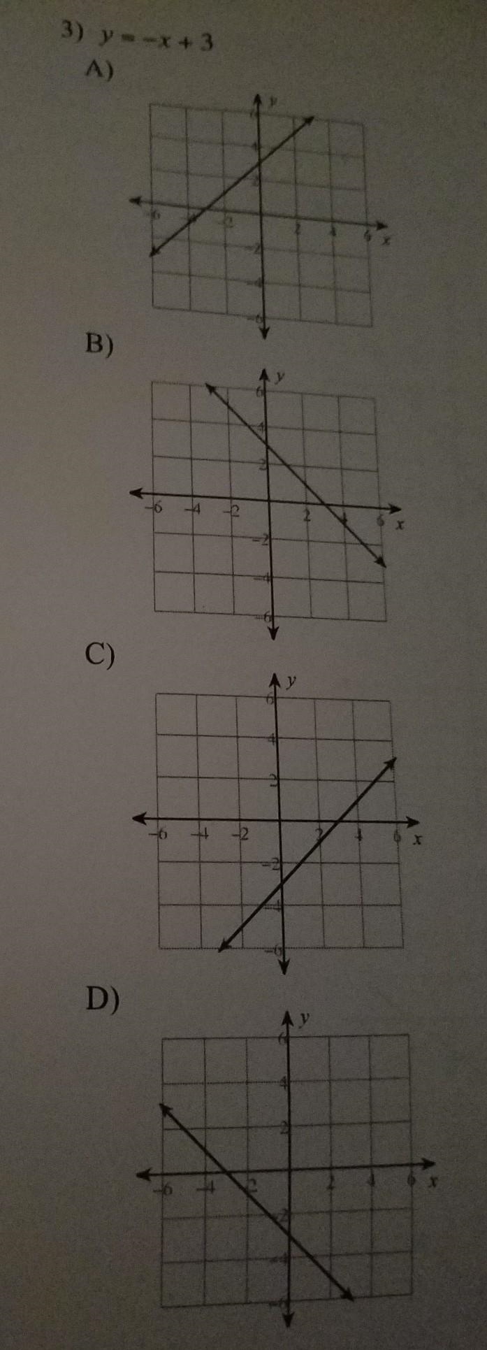 Y = -x + 3 A, B, C, or D​-example-1