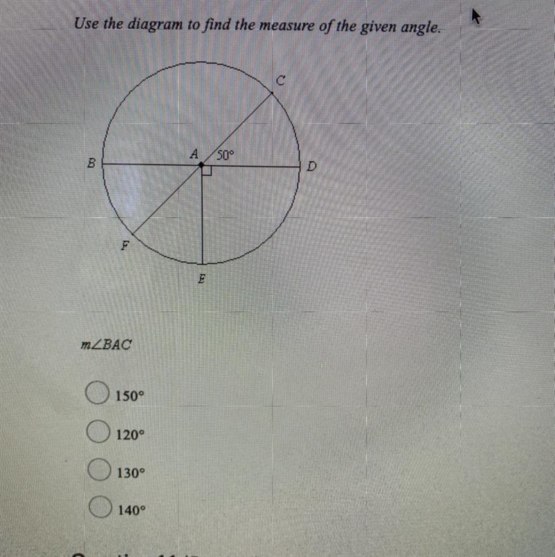 Use the diagram to find the measure of the given angle-example-1