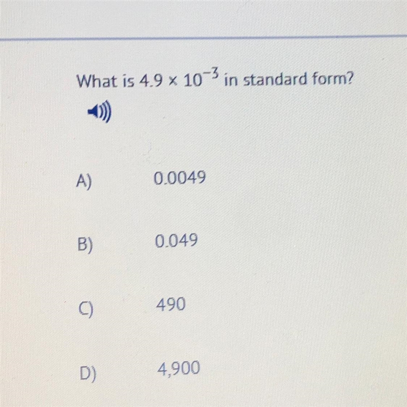 What is 4.9 x 10 -3 in standard form?-example-1