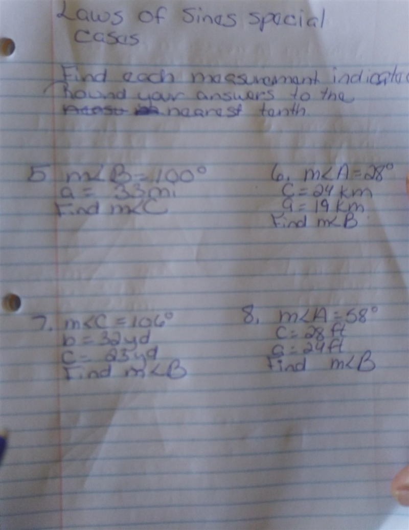 Laws of Sines special cases Find each measurement indicated. Round your answers to-example-1