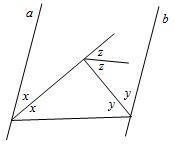 (SAT Prep) In the given figure, a ∥ b. Find the value of z. A. 50° B. 90° C. 45° D-example-1