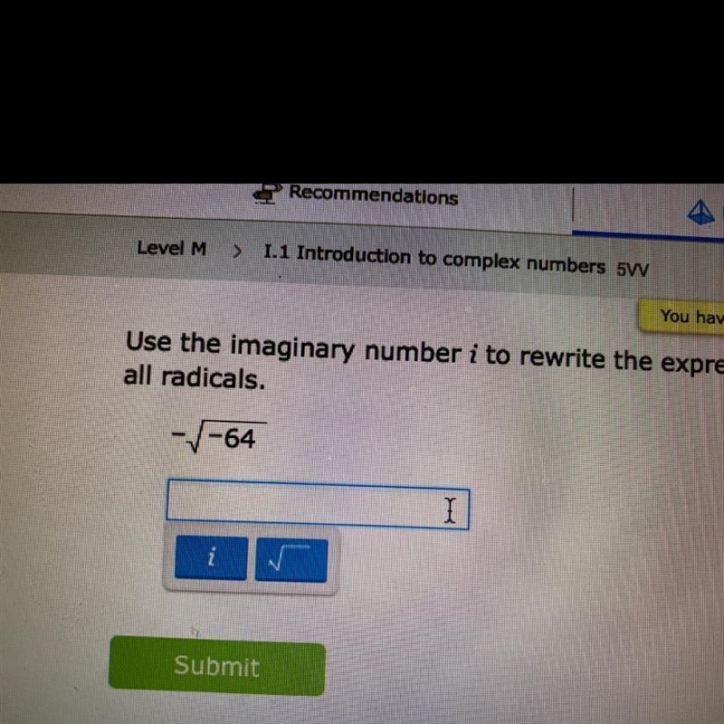 Complex numbers [ = square root symbol -[-64 How would I find this?-example-1