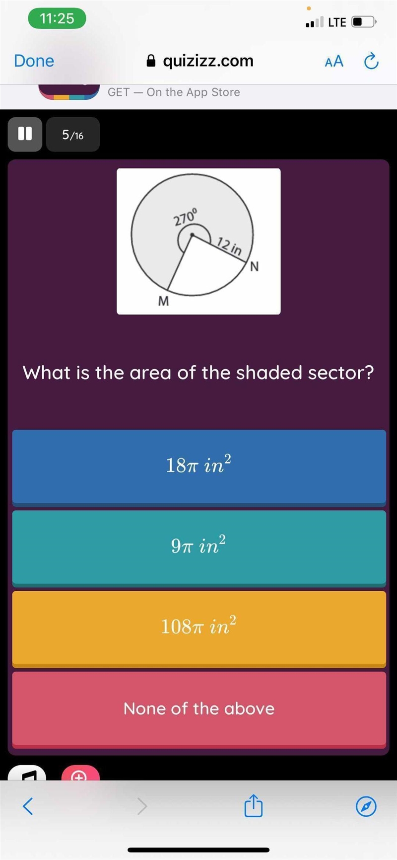 What is the area of the shaded sector?-example-1