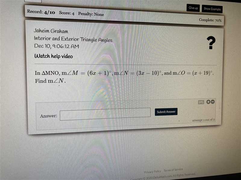 Interior and Exterior Triangle Angles plz help-example-1