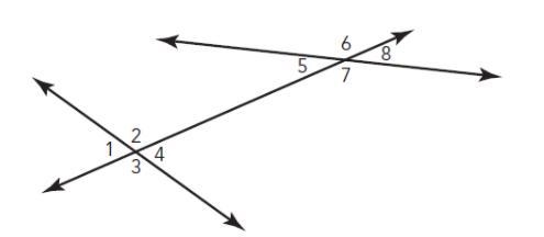 Which angles are vertical angles in the figure shown? Select two answers. A. ∠1 and-example-1