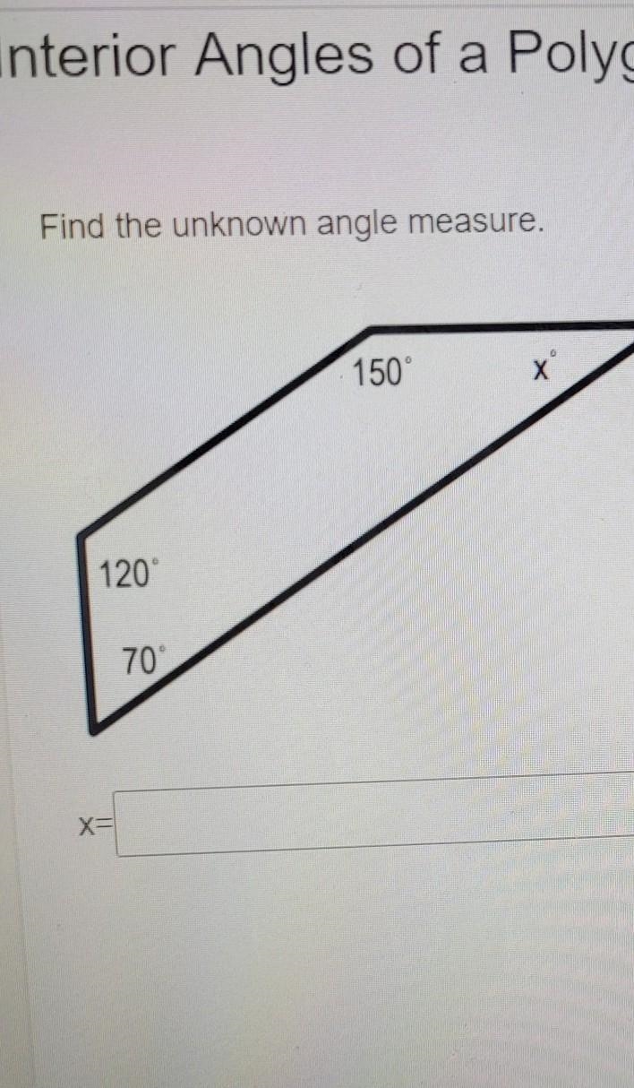 Find the unknown angle measure​-example-1