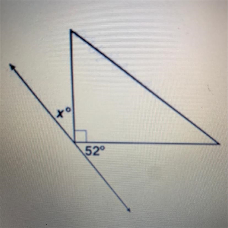 2. What is the value of x in the following figure? 520 A. 38° B. 52° C. 128° D. 1420-example-1