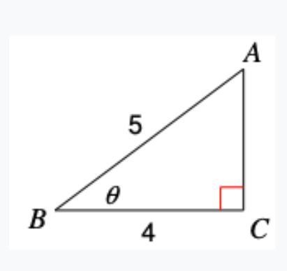 Use trig ratios to find the measure of the angle in this triangle. A .cos^-1(4/5) B-example-1