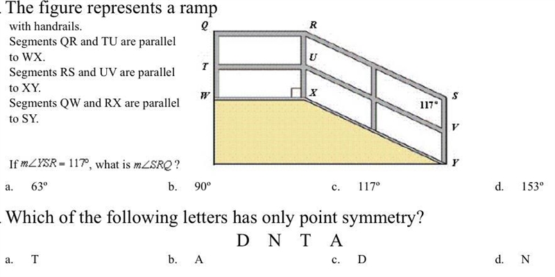 Please help me in with these two questions Geometry. If Angle YSR= 117 degrees what-example-1