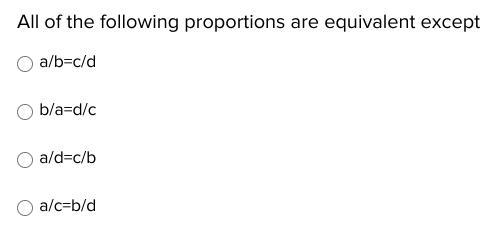 PLEASE HELP, EASY QUESTION All of the following proportions are equivalent except-example-1