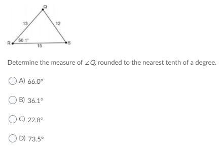 Determine the measure of ∠Q, rounded to the nearest tenth of a degree. images attached-example-1