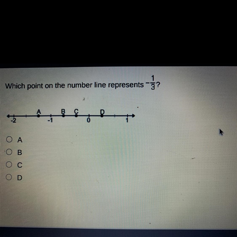 1 Which point on the number line represents 3? -1 В 0 о ООО-example-1