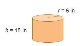 Recall the formula S A = 2 pi r squared + 2 pi r h. 216 pi inches squared 252 pi inches-example-1