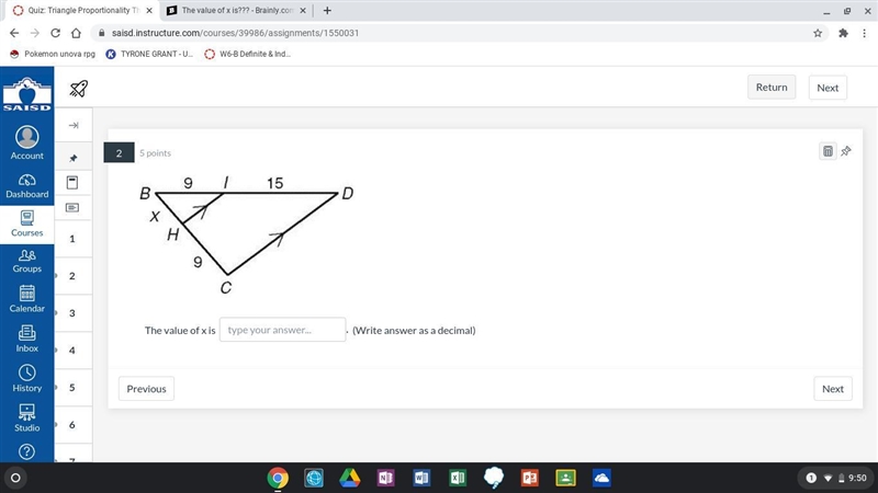 The value of x is???-example-1