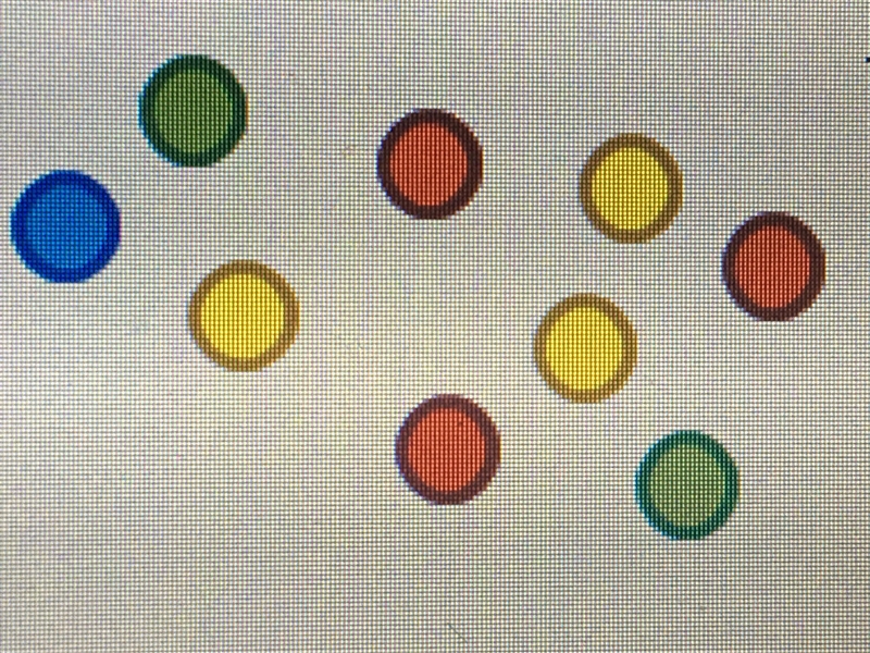 A bag contains 1 blue, 2green, 3 yellow, and 3 red marbles, as shown. What’s is the-example-1