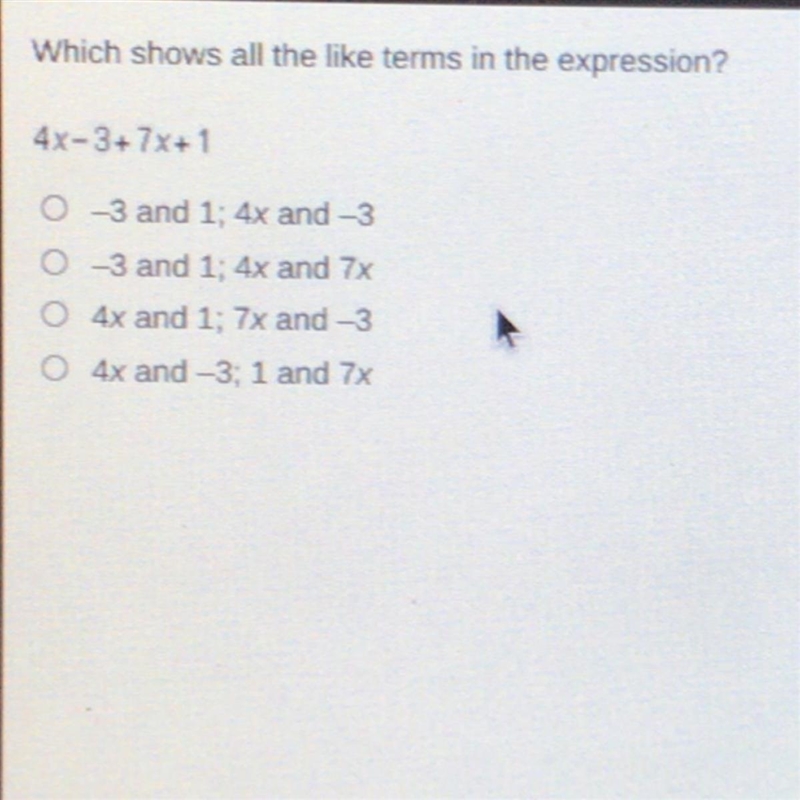 Which shows all the like terms in the expression? Pleeassseee helpppp.-example-1