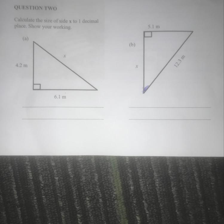 Calculate the size of side x to 1 decimal place. Show your working.-example-1