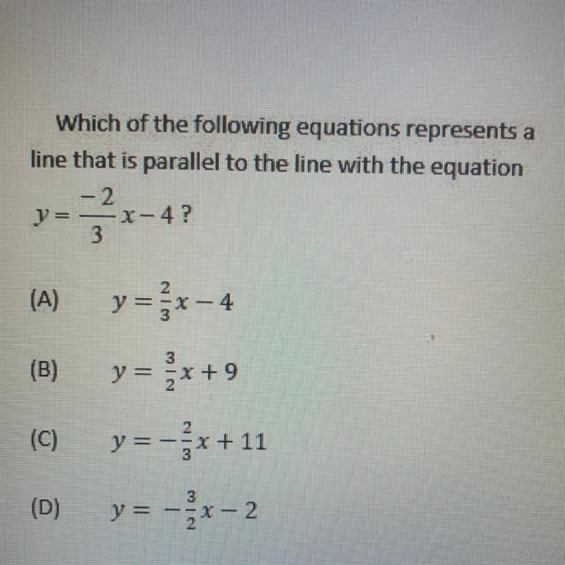 Which of the following equations represent a line that is parallel to the line with-example-1