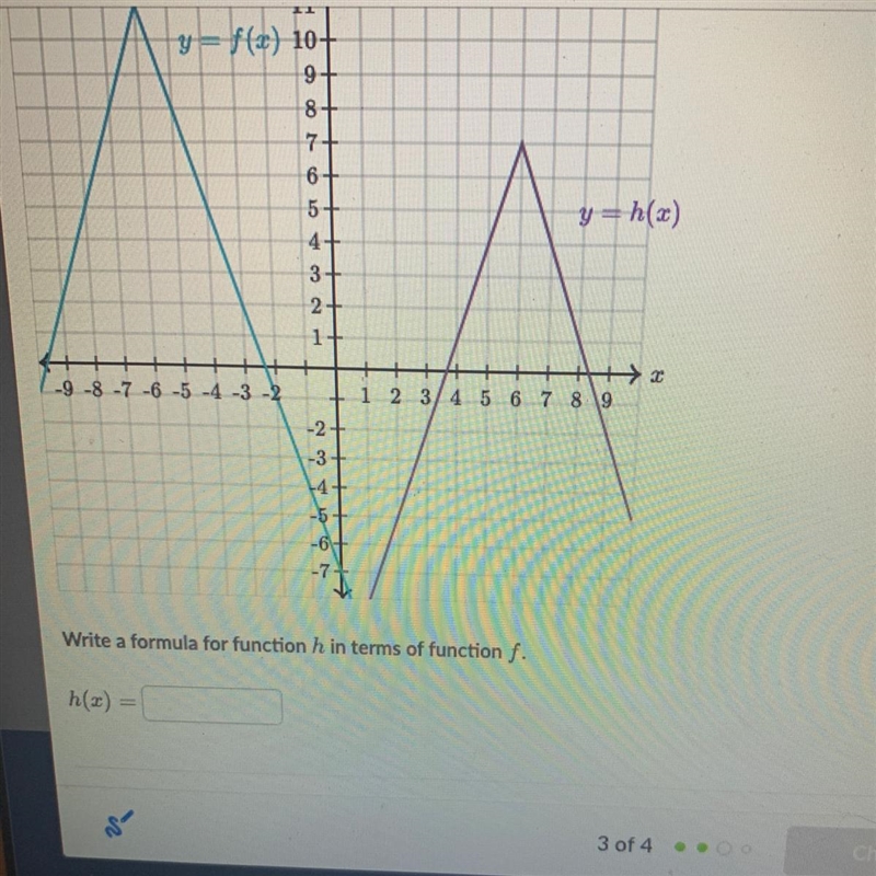 Transformation of the graph Need a formula for function h in terms of function f-example-1