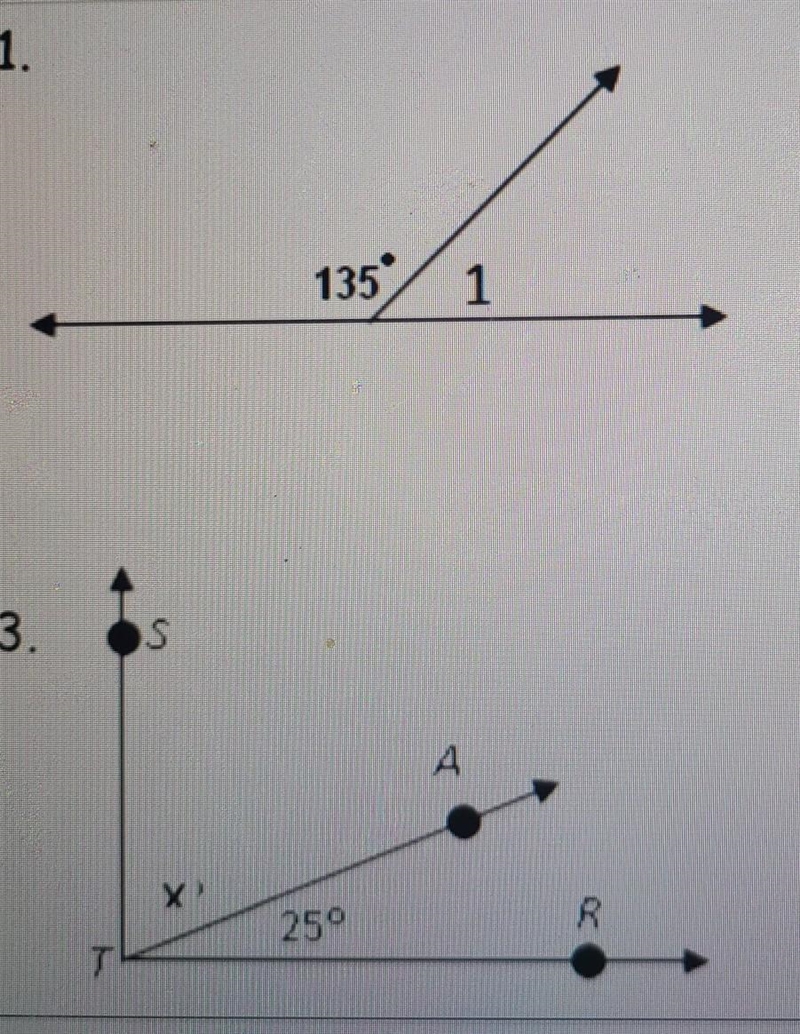 Directions: 1. Determine which type of angles are shown. 2. Then find the measure-example-1