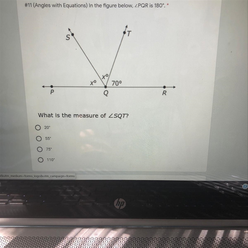 #11 (Angles with Equations) In the figure below, 2POR is 180°. 700 What is the measure-example-1