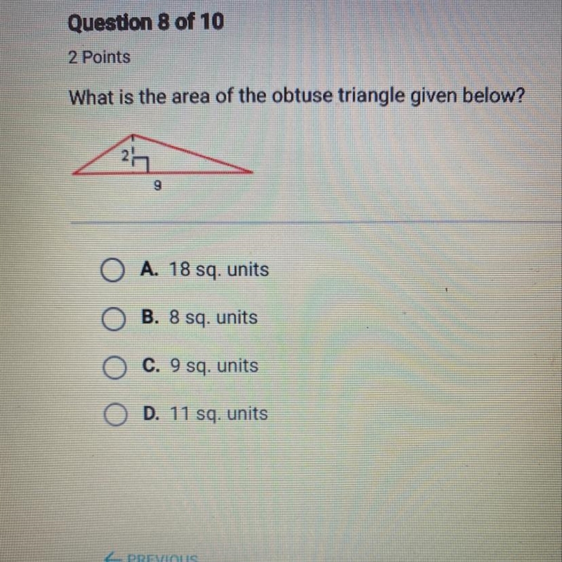 What is the area of the obtuse triangle given below?-example-1