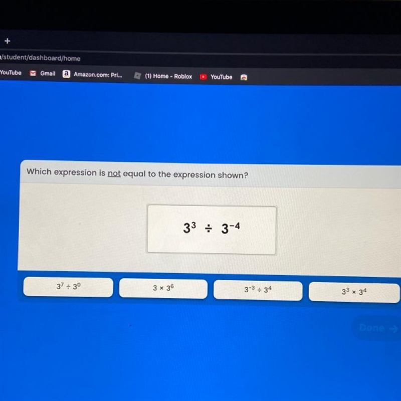 Which expression is not equal to the expression shown?-example-1