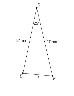 What is the value of d? Round your answer to the nearest tenth. 9.1 mm 11.9 mm 26.3 mm-example-1