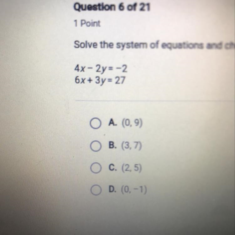 Solve the system of equations and choose the correct ordered pair.-example-1