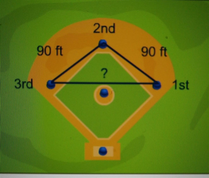 How far does the first-base player need to throw the ball so it will reach third base-example-1