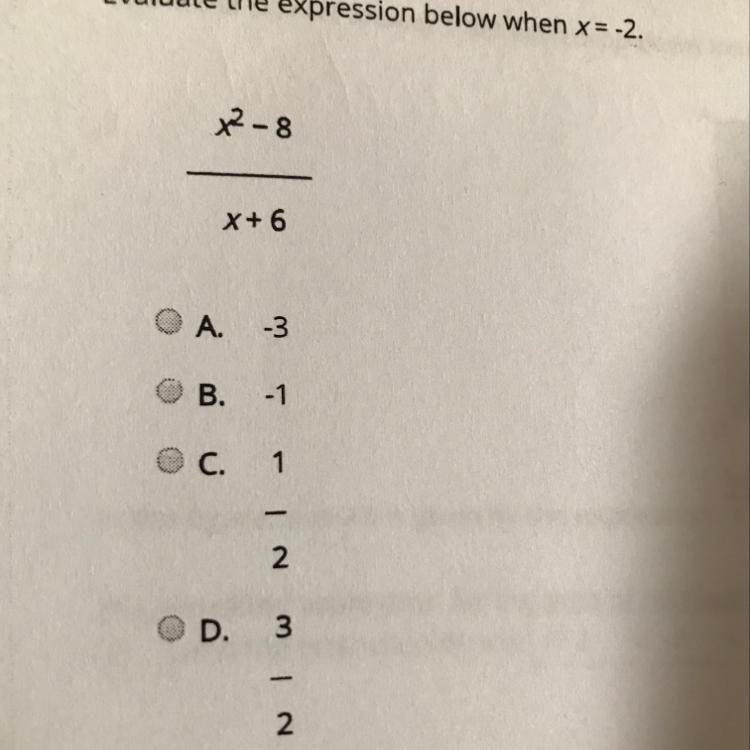 Evaluate the expression below when x= -2-example-1