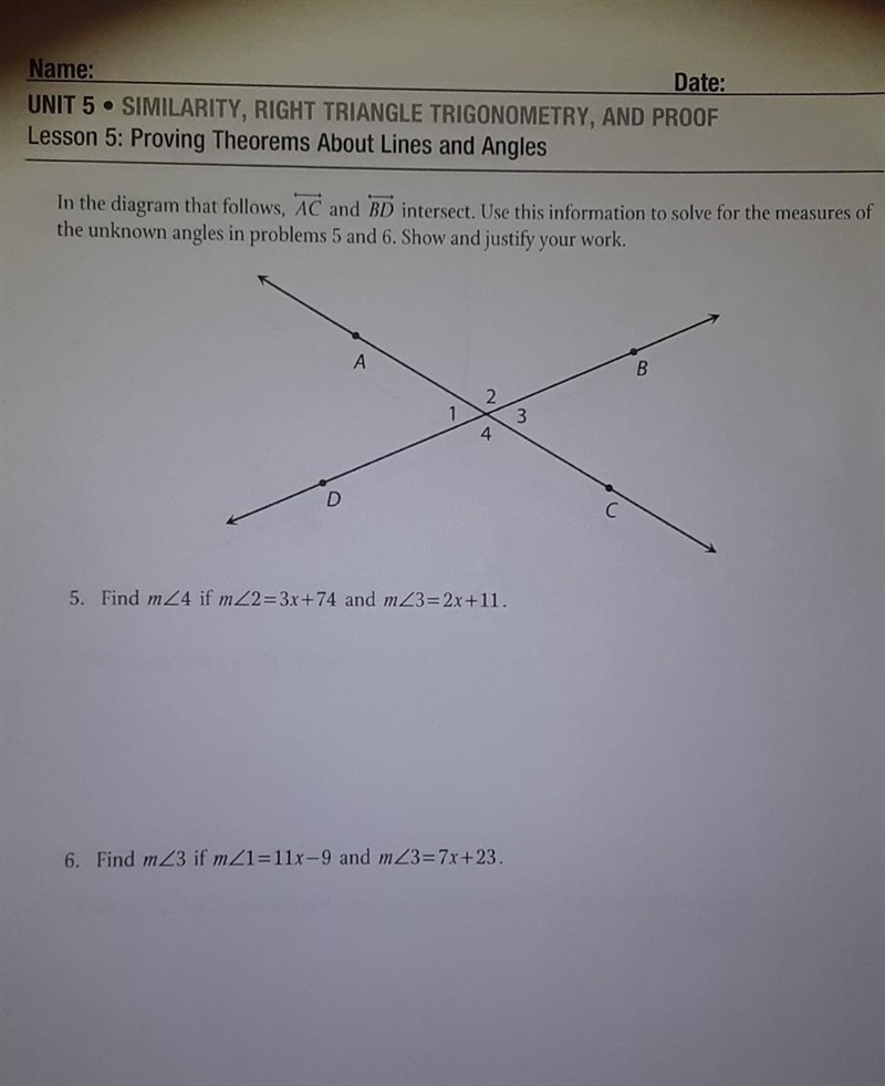 UNIT 5 SIMILARITY, RIGHT TRIANGLE TRIGONOMETRY, AND PROOF Lesson 5: Proving Theorems-example-1