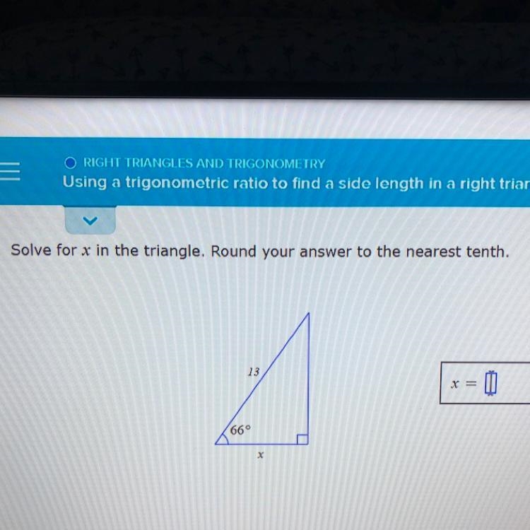 Using the trigonometric ratio to find the side length in a right triangle ‼️‼️ Round-example-1