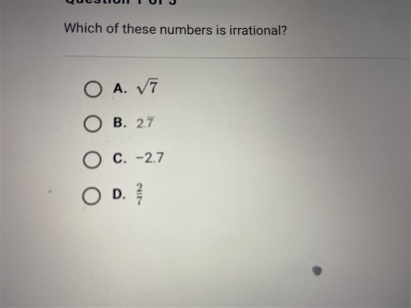 Which of these numbers is irrational?-example-1