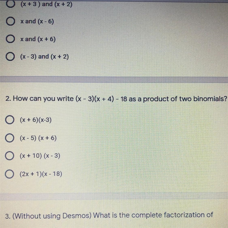 How can you write (x-3)(x+4)-18 as a product of two binomials? Please show work please-example-1