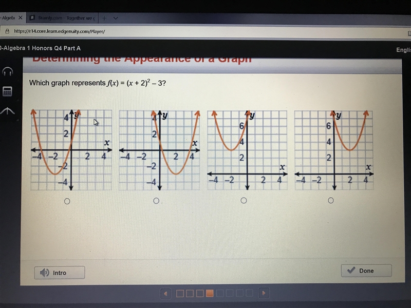 Which graph represents f(x)=(x+2)^2-3-example-1