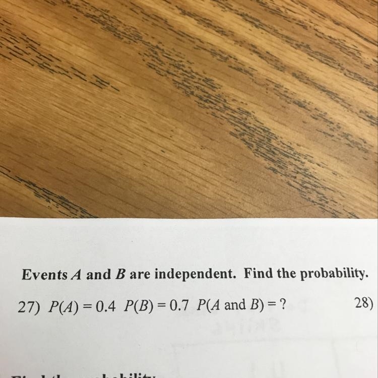 P(A) = 0.7 P(A and B) = 0.21 P(B\A) =-example-1