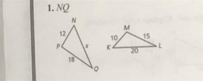 Identify the similar triangles. Then find each measure.-example-1