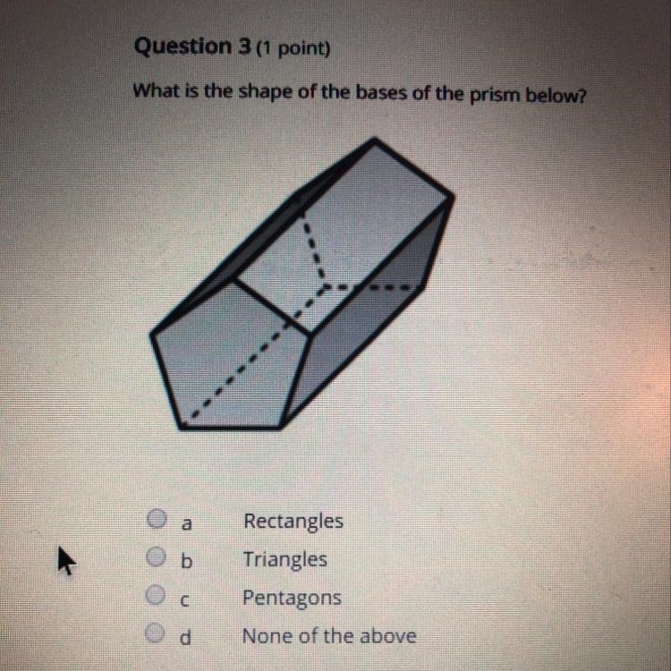 What is the shape of the bases of the prism below.-example-1