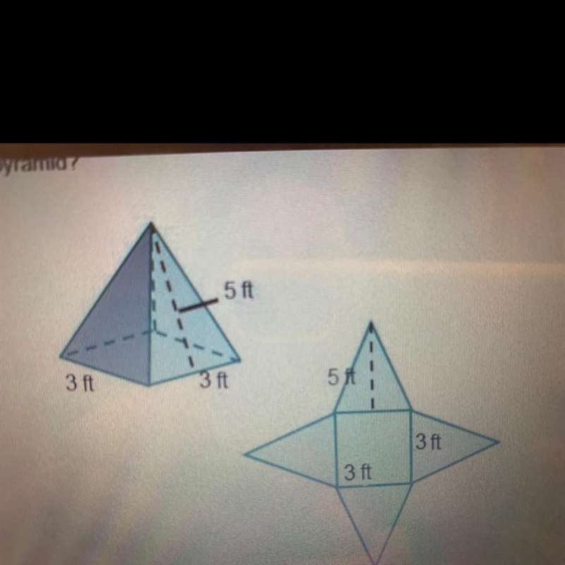 What is the surface area of the pyramid? 24 square feet 37 square feet 39 square feet-example-1