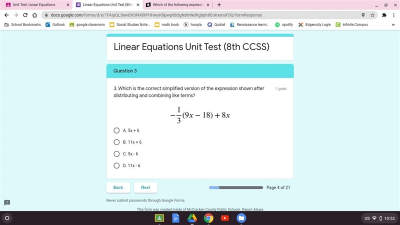 Which is the correct simplified version of the expression shown after distributing-example-1