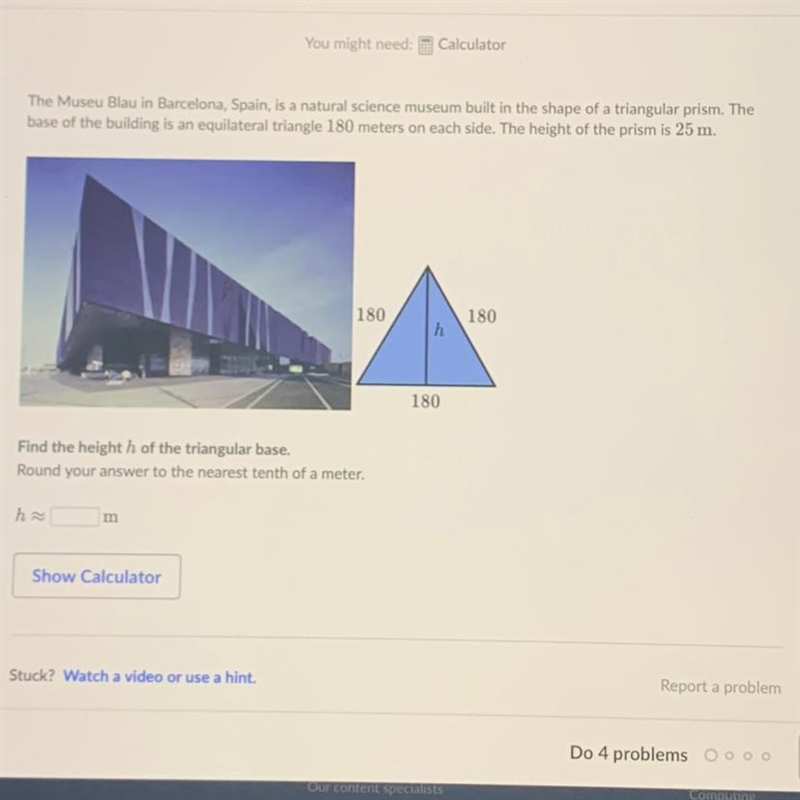 Find the height of each of the triangular base-example-1