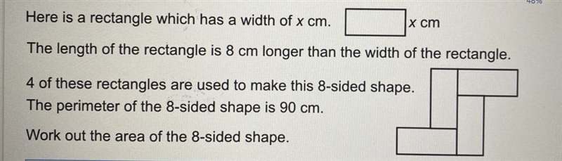 Here is a rectangle which has a width of x cm. x cm The length of the rectangle is-example-1