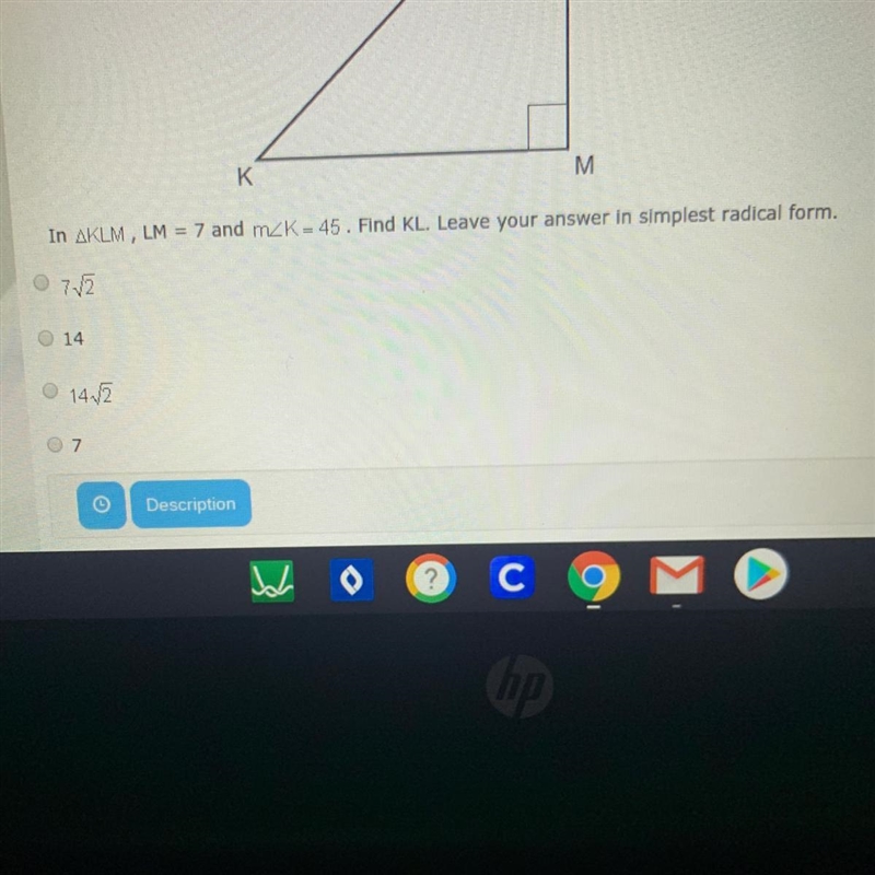 In triangle KLM, LM =7 and m-example-1