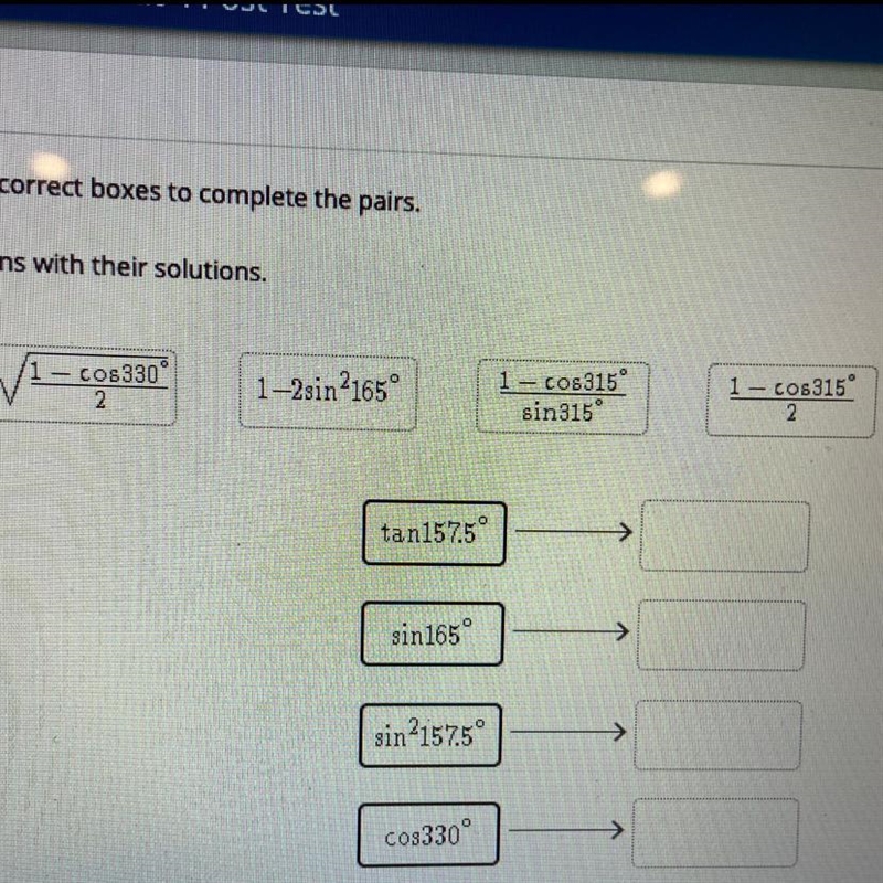 MATH HELP PLZ!!! Drag the tiles to the correct boxes to complete the pairs. Match-example-1