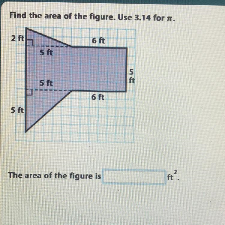 Find the area of the figure. Use 3.14 for it.-example-1